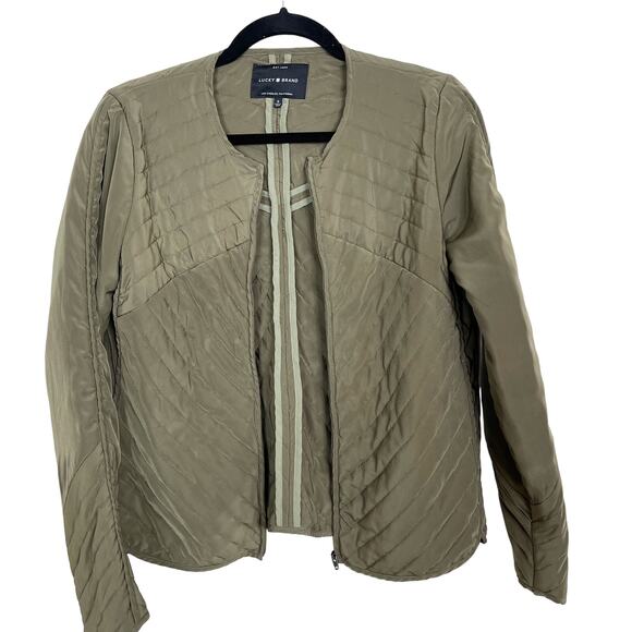 Lucky Brand Quilted Liner Jacket Olive Green Small S Full Zip Lightweight Womens - Picture 1 of 13